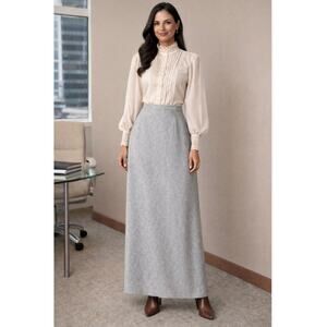 Vintage Pendleton Wool Maxi Skirt Size M Tall Gray Long Straight USA Classic